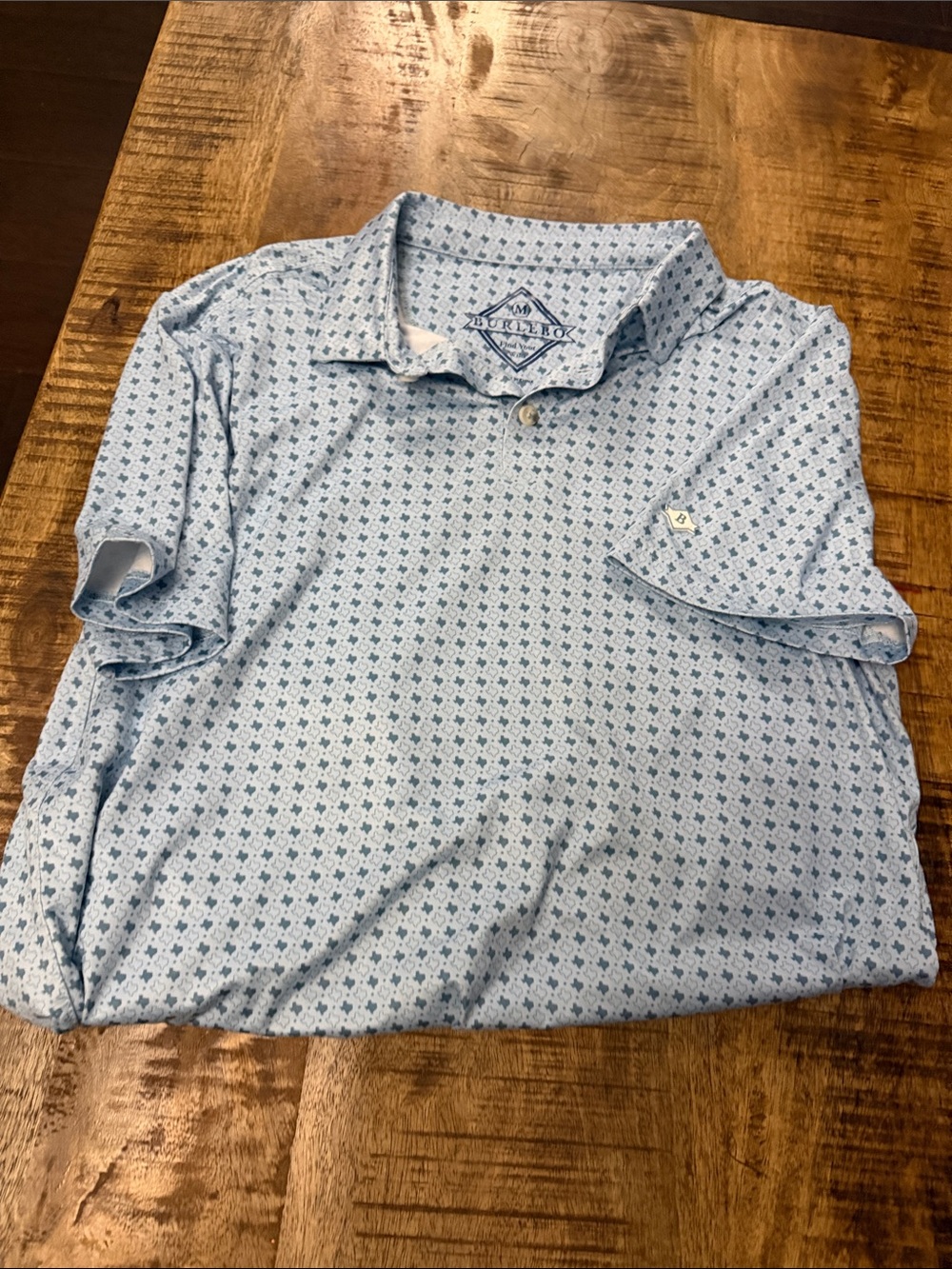 BURLEBO Light Blue Microprint Polo